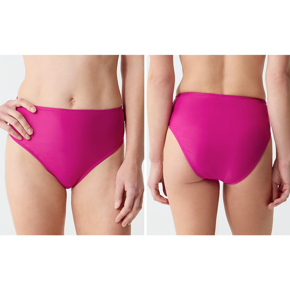 NWT J. Crew Bikini Bottom, Hallie High Rise Full Coverage, Magenta Pink, Sz. M - Picture 3 of 3